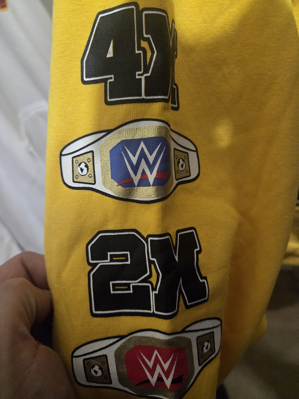 Becky Lynch WWE Yellow Graphic Tee with Championship Belt Prints